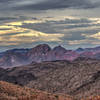 The desert landscape comes aglow in the evening light.