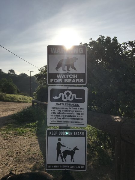 Marshall Canyon Trailhead makes sure to warn you of the area's potential dangers.