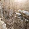 Massive rocks outcrop near the intersection of Arrowhead Trail and Natural Well.