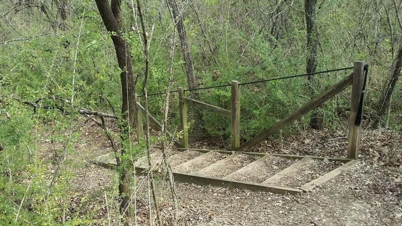 A stairway aids your passage on the Quarry Path.