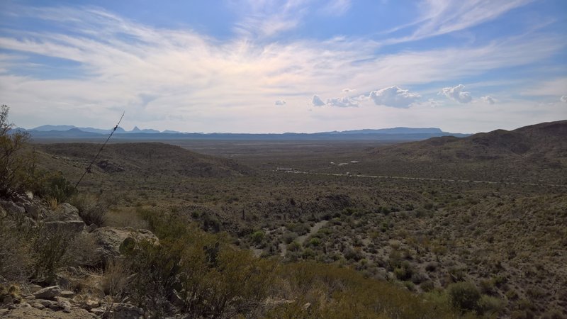 You can see the Persimmon Gap Visitor Center to the west from the crest of the climb.