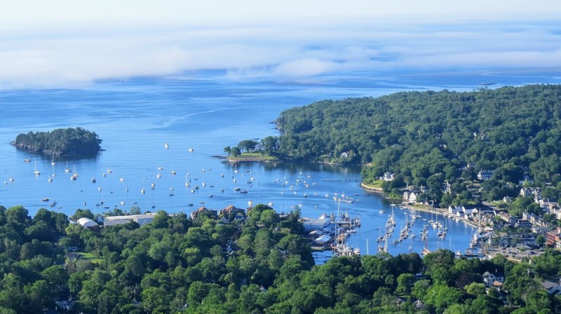 Upon reaching the ocean lookout on the Ridge Trail, enjoy pleasant views of Camden and Penobscot Bay from Mt. Battie.