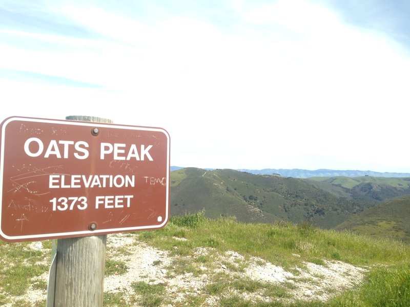 You'll know you've topped Oats Peak when you see this sign.