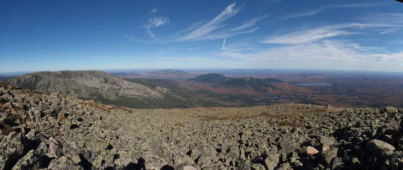 Soak up the phenomenal views looking north from Pamola Peak on Mount Katahdin, Baxter State Park, Maine, USA. If you're hiking the AT from Georgia, this is the last view you'll experience!