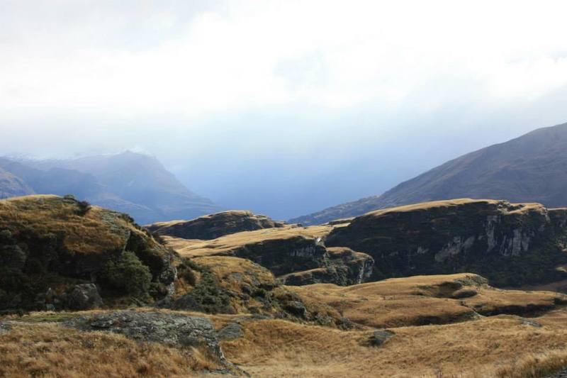 Jagged hills surround Diamond Lake.