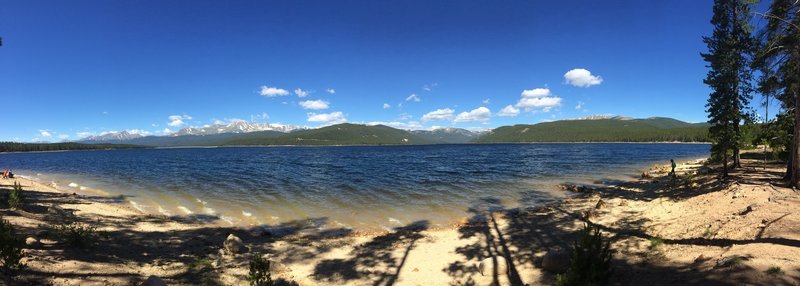 The Turquoise Lake Trail varies from sandy beach to packed-sand trail. You just can't beat the views.