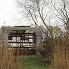 This bird blind overlooks a vernal wetland.