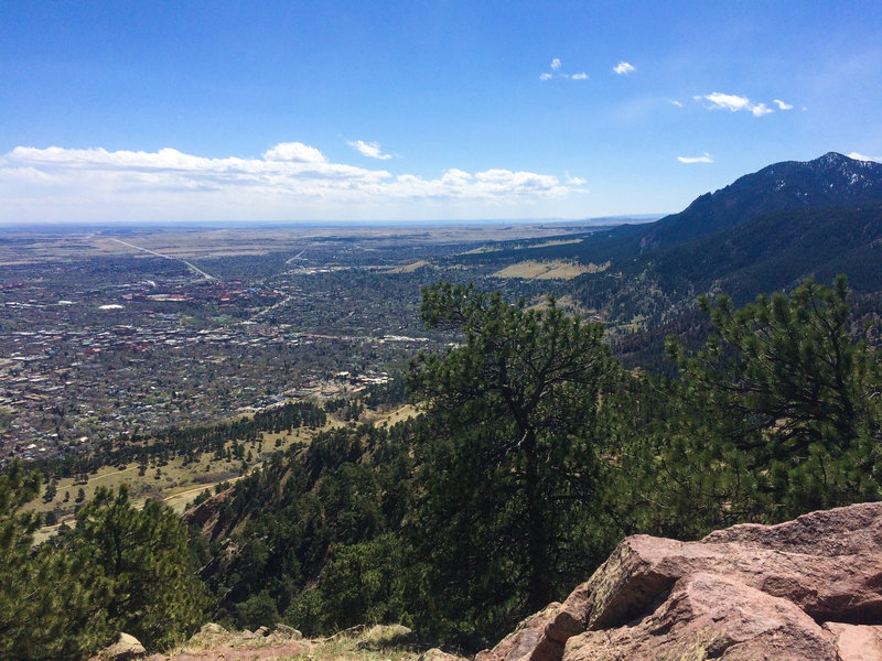 The top of Mount Sanitas looks out at the beauty of Boulder and the Flatirons.