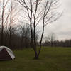 This campsite in Indian Caves State Park is pretty cushy and has great views of the grass and forest to boot!