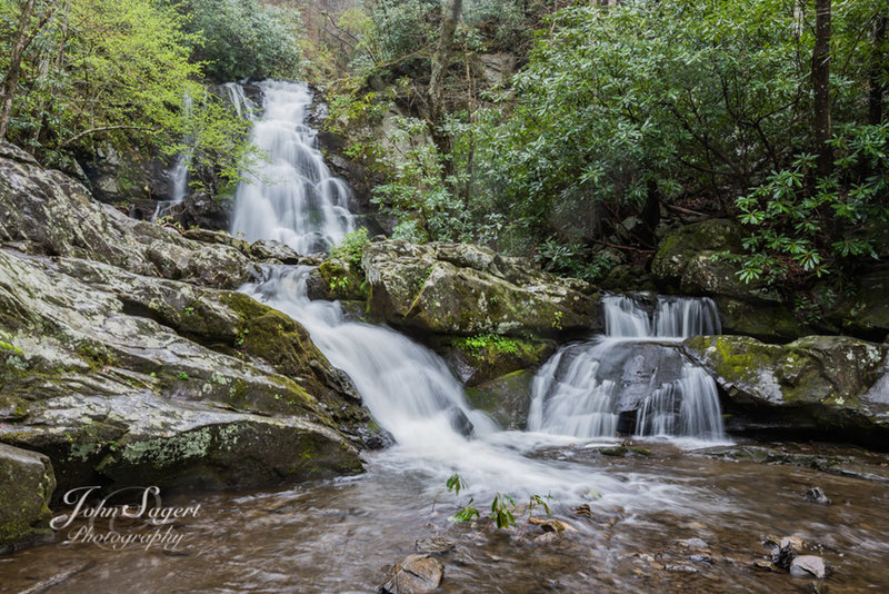 Spruce Flats Falls takes on a new character when water levels are low.