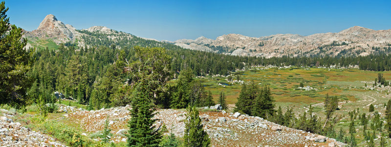 From Bond Pass toward Summit Meadow, enjoy pleasant valley views.