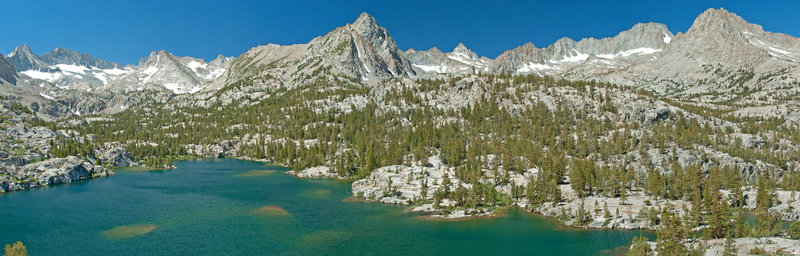 From up the rocks north of Blue Lake looking towards the main crest of Sierras.