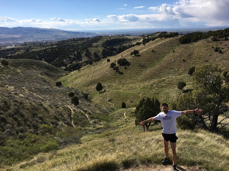 Two miles in - notice the meandering switchbacks below.