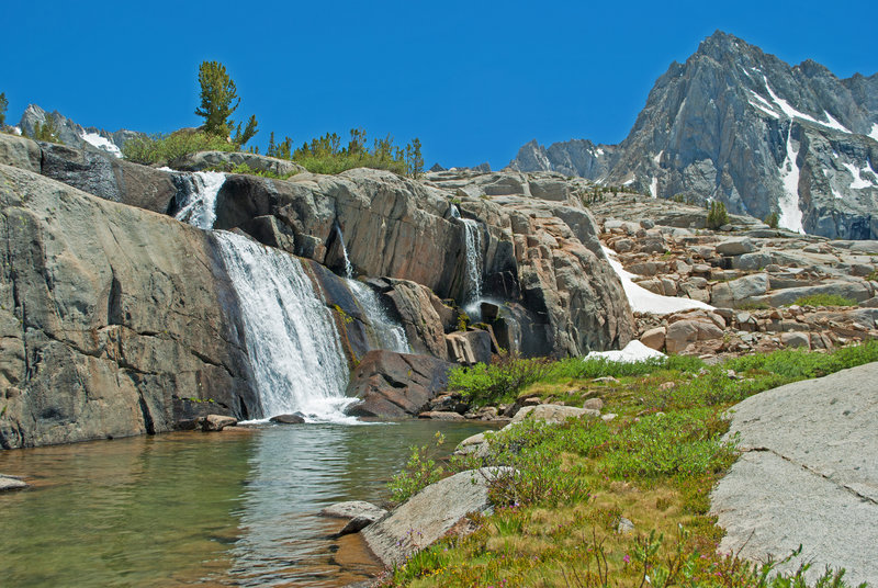 Falls cascade below Moonlight Lake.