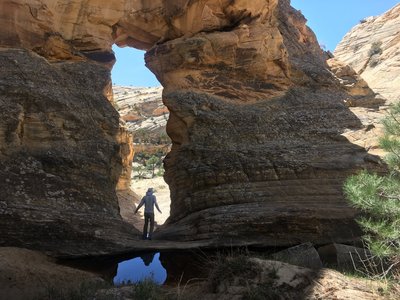Exploring Mamie Creek Natural Bridge.