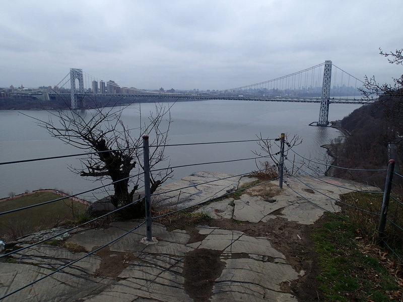 The view of George Washington Bridge from the Long Path Trail.