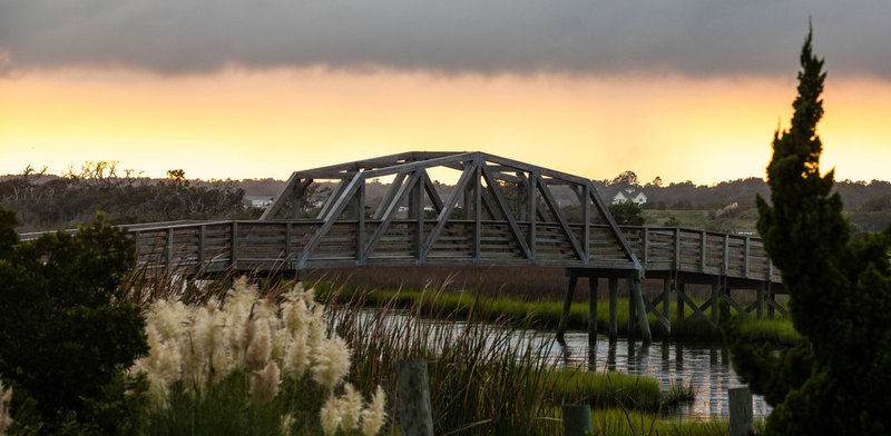 The  bridge over the marsh in Surf City and the walking bridge from Soundside parke in Surf City, NC.