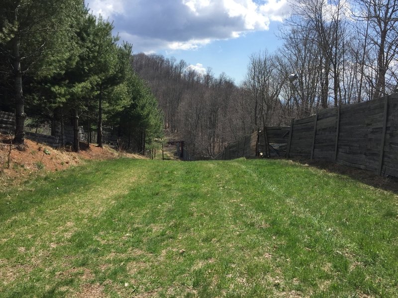 Part of the trail that follows the winter time ski runs.