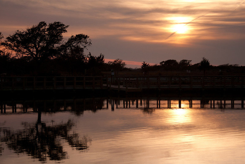 Soundside Park Boardwalk is beautiful to experience at sunset.