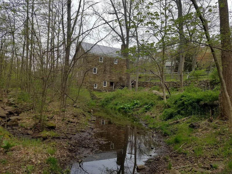 Cooper Grist Mill seen through the trees along the Black River Trail.