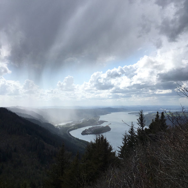 Angel's Rest with rain coming in.