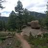 Lots of cool rock outcroppings are just off the tread along Little Scraggy Trail.