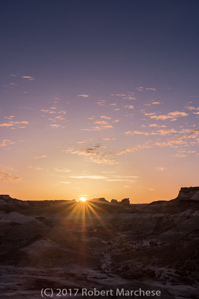 The sun rises over Bisti De Na Zin Wilderness Area.