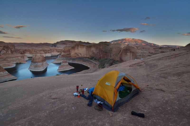 Camping on slickrock at Reflection Canyon is like nothing else.