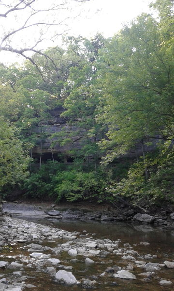 Earlier on, the trail runs along the ridge across the water.