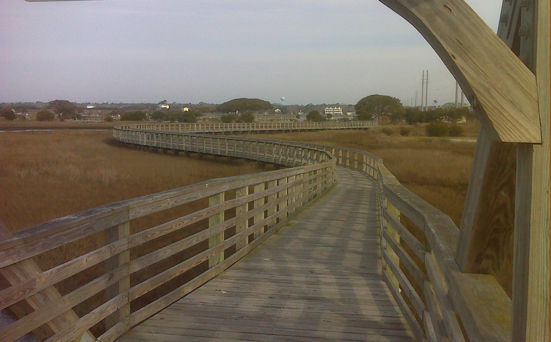 Enjoy pleasant views looking back toward Soundside Park and the mainland from the boardwalk.