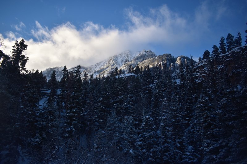 A storm moves in on the Sutton Mine Trail. Despite heightened avalanche conditions, the trail is a thrill both in summer and winter.