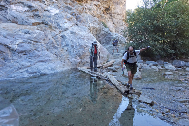 Crossing the San Gabriel River involves a little fancy footwork.