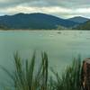 Boats can be seen moored offshore in Queen Charlotte Sound from the Queen Charlotte Track.