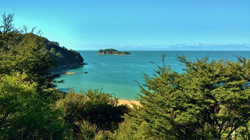 Coquille Bay and Fisherman Island can both be seen from the Abel Tasman Track.