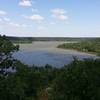 Enjoy pleasant views of Lake Mineral Wells from the trail.