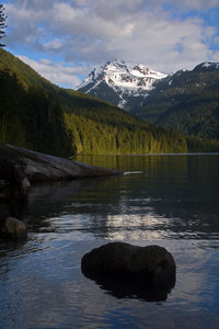 Johnson Peak glimmers on the surface of Packwood Lake in the late afternoon light.