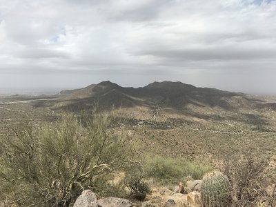 From the summit of One Mountain, enjoy beautiful views of Pass Mountain in the distance.