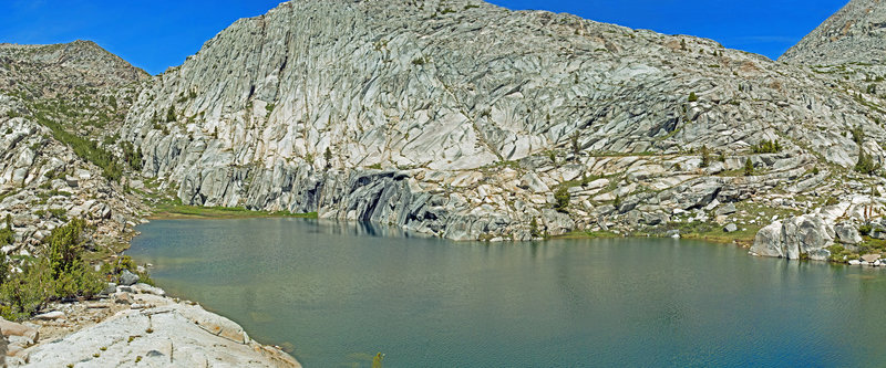 Six Shooter Lake is surrounded by beautifully cracked granite.