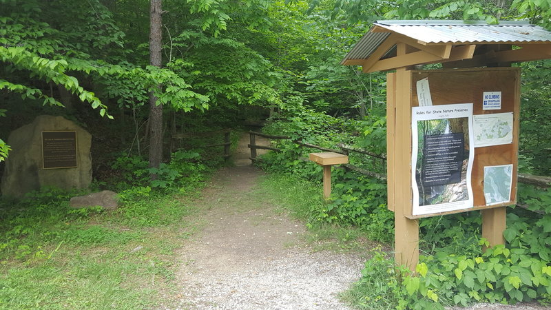 This kiosk marks the entrance to the Anglin Falls Trail.