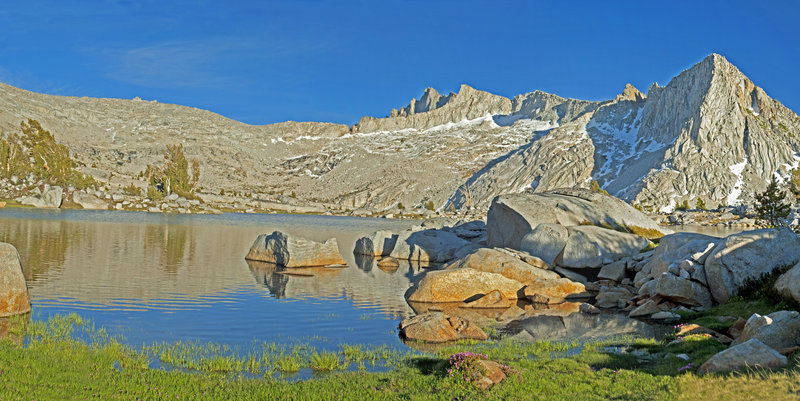 Chapel Lake is gorgeous with Finger Col and Finger Peak just over the ridge.