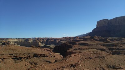 Look south from the mesa top for a great view back down on the Muddy Creek drainage.