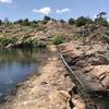 A dam/water crossing from the Kite Trail to the Bison Trail Loop.