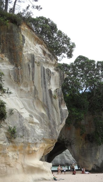 The rock arch at Cathedral Cove Beach is quite a sight.