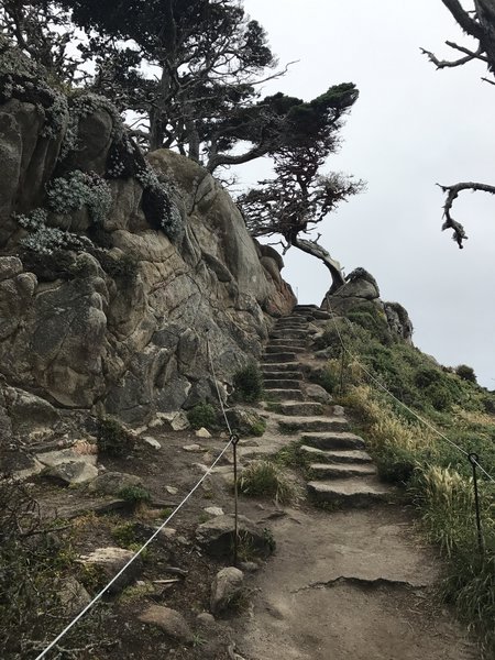 Beautiful stone stairs take you to the viewpoint.