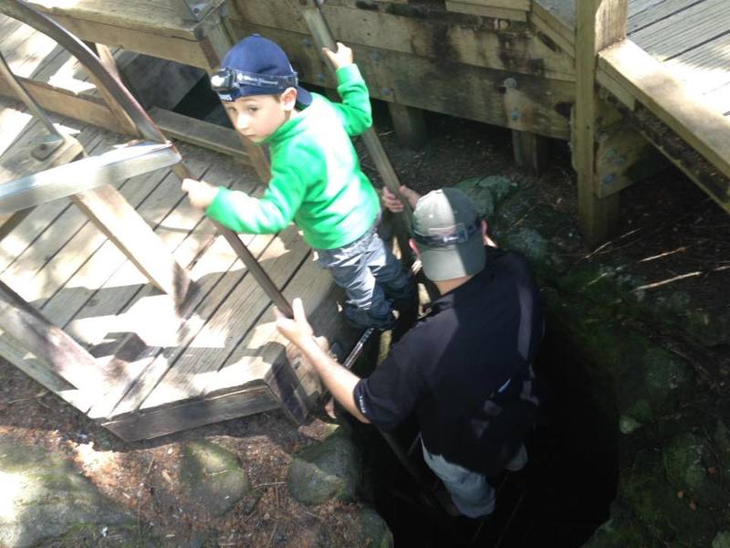 This ladder descends to the cave opening.