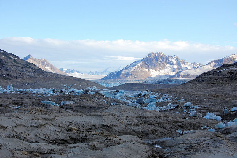 This is all that remains of the glacier lake after the ice dam broke and drained it.