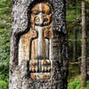 A beautiful wood carving stands guard along the Forest Trail.