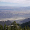 Whitewater Canyon Wash flows onto the desert floor below.