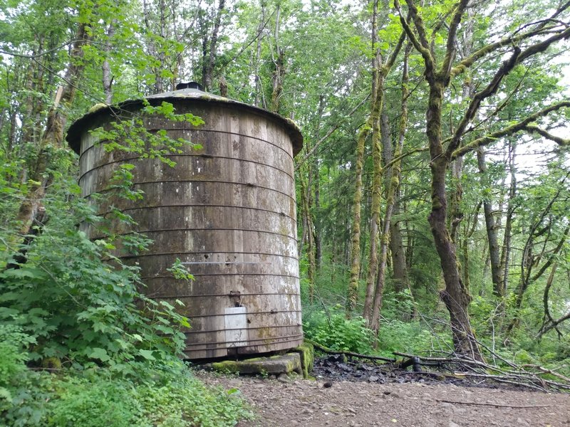 An old water tank lives right near the parking area.