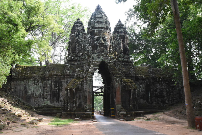 Looking north at the North Gate of Angkor Thom.